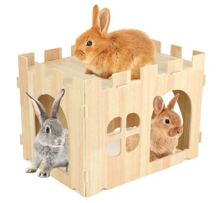 Best Selling Large Detachable Small Animal Wooden Rabbit House and Hideouts Bunny Castle