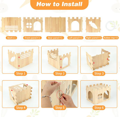 Best Selling Large Detachable Small Animal Wooden Rabbit House and Hideouts Bunny Castle