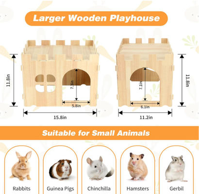 Best Selling Large Detachable Small Animal Wooden Rabbit House and Hideouts Bunny Castle