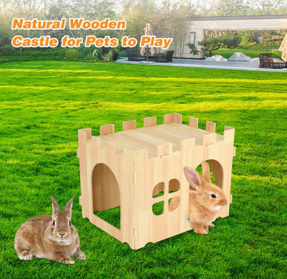 Best Selling Large Detachable Small Animal Wooden Rabbit House and Hideouts Bunny Castle