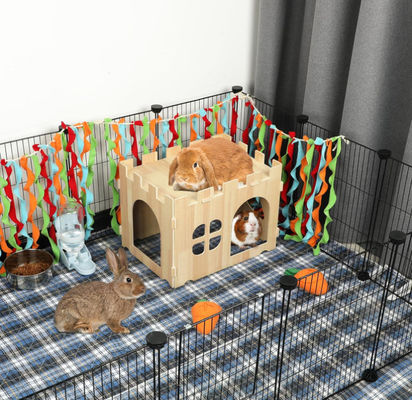 Best Selling Large Detachable Small Animal Wooden Rabbit House and Hideouts Bunny Castle