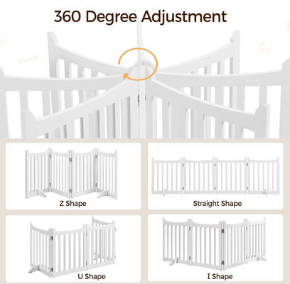24" H Freestanding Doorway Collapsible Indoor Wooden Dog Gates Pet Fence With Support Feet Stair Barrier