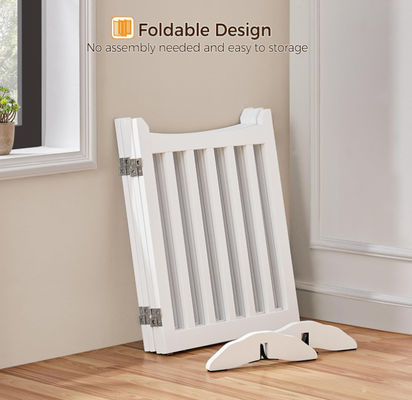 24" H Freestanding Doorway Collapsible Indoor Wooden Dog Gates Pet Fence With Support Feet Stair Barrier