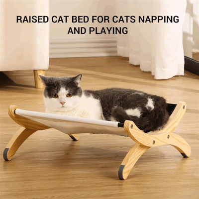 Pet Hammock Cat Sleeping Perch Furniture Indoor Wooden Cat Bed Hammock