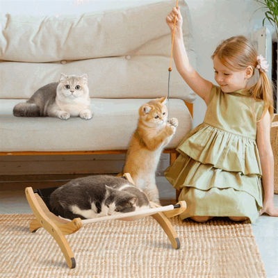 Pet Hammock Cat Sleeping Perch Furniture Indoor Wooden Cat Bed Hammock