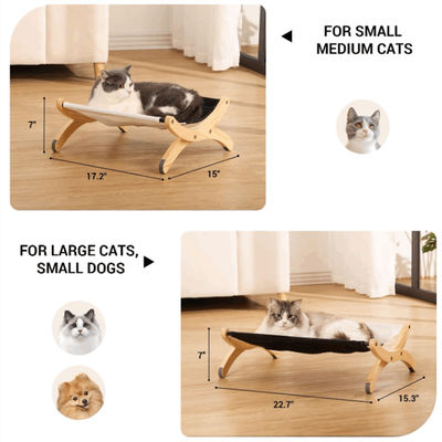Pet Hammock Cat Sleeping Perch Furniture Indoor Wooden Cat Bed Hammock