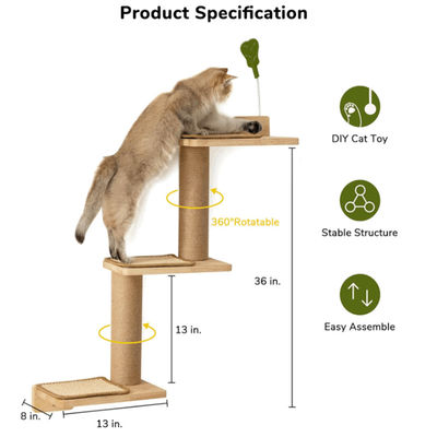 Cat Scratching Post Wall Mounted Transformable Cat Wall Shelves Wooden Cat Scratching Post