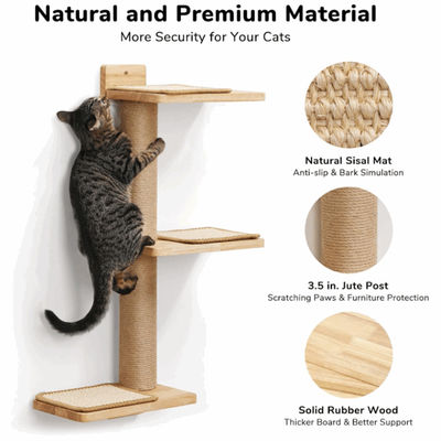 Cat Scratching Post Wall Mounted Transformable Cat Wall Shelves Wooden Cat Scratching Post