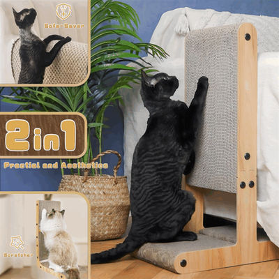 Wooden Double Sided Cat Scratch Furniture Indoor Wooden Cat Scratching Cardboard
