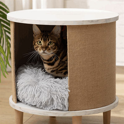 Modern Cat Furniture Small Wooden Cat House Indoor Nightstand Cat Furniture