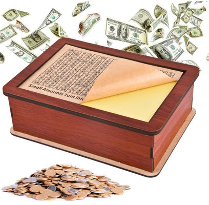 Best Selling Unique 10000 Savings Challenge Box Wooden Cash Savings Box Children'S Piggy Bank