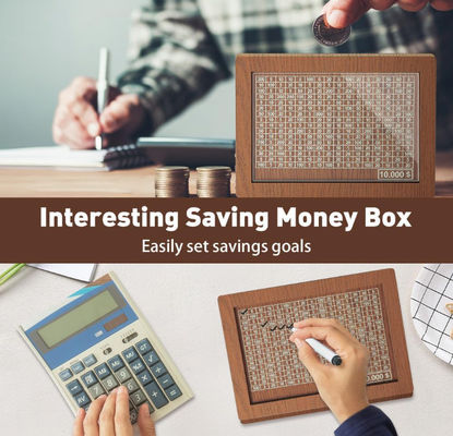 Best Selling Unique 10000 Savings Challenge Box Wooden Cash Savings Box Children'S Piggy Bank