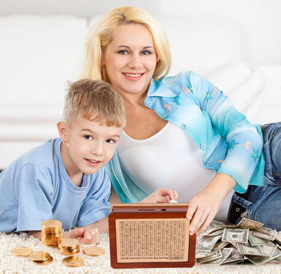 Best Selling Unique 10000 Savings Challenge Box Wooden Cash Savings Box Children'S Piggy Bank