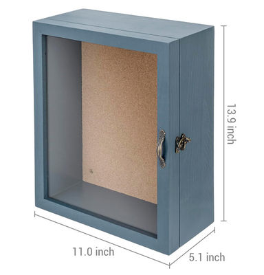 Minimalist Style 11x14 Handmade Gray Blue Solid Wood Wall Mounted Home Decorative Display Case Frame Box Shadow