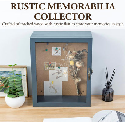 Minimalist Style 11x14 Handmade Gray Blue Solid Wood Wall Mounted Home Decorative Display Case Frame Box Shadow