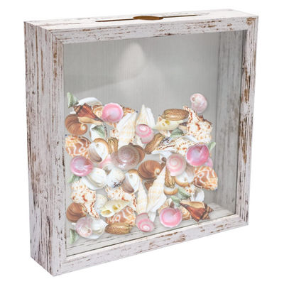 Best Selling Rustic White 8x8 Wood Display Case Shadow Box Frame Bulk Wholesale With Hd Glass