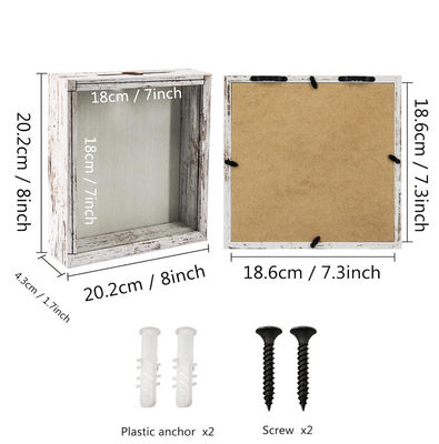 Best Selling Rustic White 8x8 Wood Display Case Shadow Box Frame Bulk Wholesale With Hd Glass