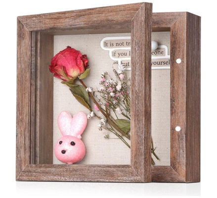 Best Selling Rustic Brown 5x5 Home Wall Mount Wood Decorative Memory Display Case Pictures Shadow Box