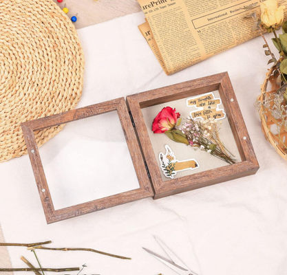 Best Selling Rustic Brown 5x5 Home Wall Mount Wood Decorative Memory Display Case Pictures Shadow Box