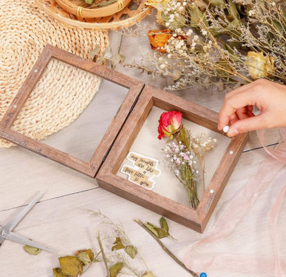 Best Selling Rustic Brown 5x5 Home Wall Mount Wood Decorative Memory Display Case Pictures Shadow Box
