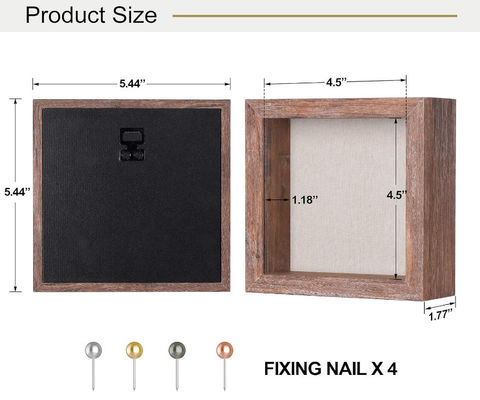 Best Selling Rustic Brown 5x5 Home Wall Mount Wood Decorative Memory Display Case Pictures Shadow Box