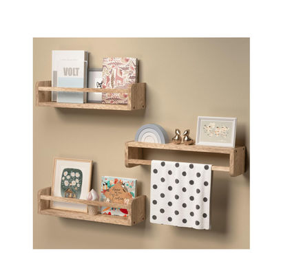 Set of 3 Simple yet Chic Kids Room Wall Mounted Nursery Bookshelf Wood Floating Shelves Kids Bedroom Toddler Room Decor