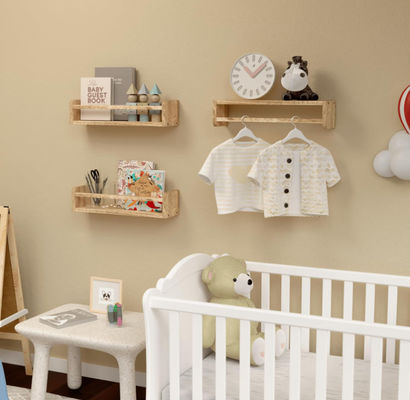 Set of 3 Simple yet Chic Kids Room Wall Mounted Nursery Bookshelf Wood Floating Shelves Kids Bedroom Toddler Room Decor
