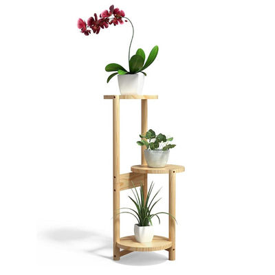 Wood Plant Stand Indoor Outdoor 3 Layers Bamboo Flower Stands Tall Corner Plant Stand Holder