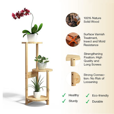 Wood Plant Stand Indoor Outdoor 3 Layers Bamboo Flower Stands Tall Corner Plant Stand Holder