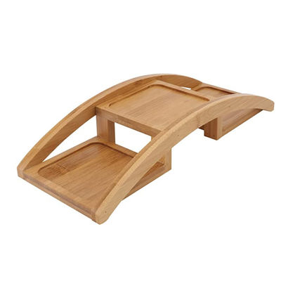 Outdoor 2 Tiers Bamboo Arch Bridge Design Flower Pot Shelf Succulent Cactus Plant Pot Wood Desktop Plant Stand