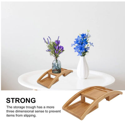 Outdoor 2 Tiers Bamboo Arch Bridge Design Flower Pot Shelf Succulent Cactus Plant Pot Wood Desktop Plant Stand