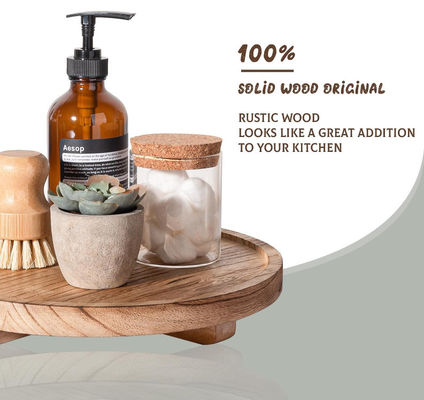 Best Selling Round Decorative Bathroom Counter Organizer Farmhouse Kitchen Decor Wooden Riser Wooden Food Tray