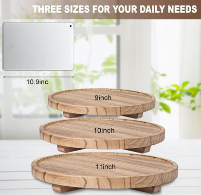 Best Selling Round Decorative Bathroom Counter Organizer Farmhouse Kitchen Decor Wooden Riser Wooden Food Tray