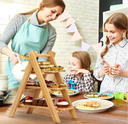 3 Tier Shabby Chic Solid Wood Versatile Tiered Tray Stand for Food Dessert Displays Weddings Events and Home Decor