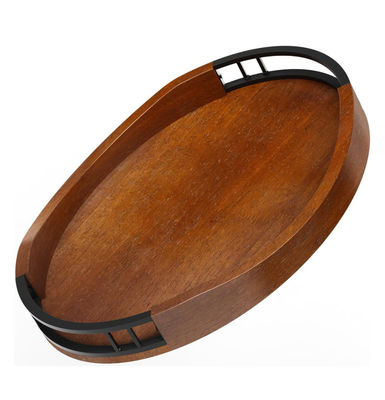 Rustic Solid Oak Wood Multifunctional Wood Nuts Serving Tray Round Wooden Decorative Ottoman Tray