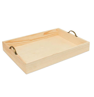 Set of 3 Customized Unfinished Multifunctional Exquisite Fashion Durable Wood Nesting Serving Trays with Handles