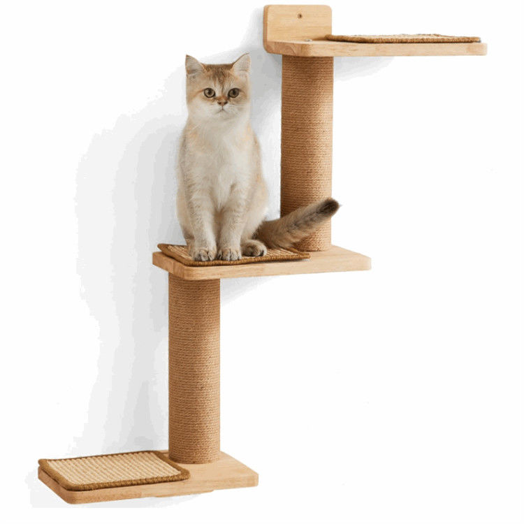 Cat Scratching Post Wall Mounted Transformable Cat Wall Shelves Wooden Cat Scratching Post