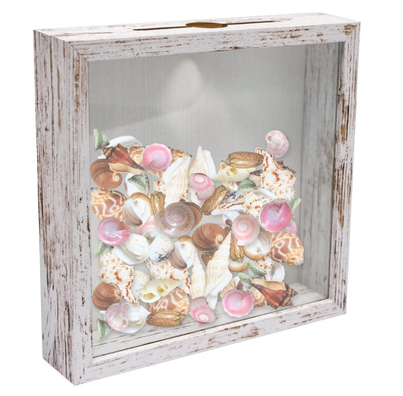 Best Selling Rustic White 8x8 Wood Display Case Shadow Box Frame Bulk Wholesale With Hd Glass